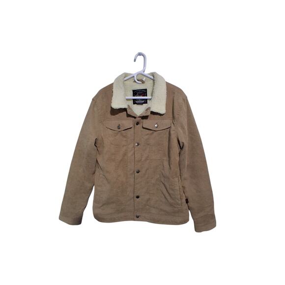 Beautiful Giant Mens size Large Corduroy Sherpa Tan Trucker Grungecore Jacket - Picture 10 of 12
